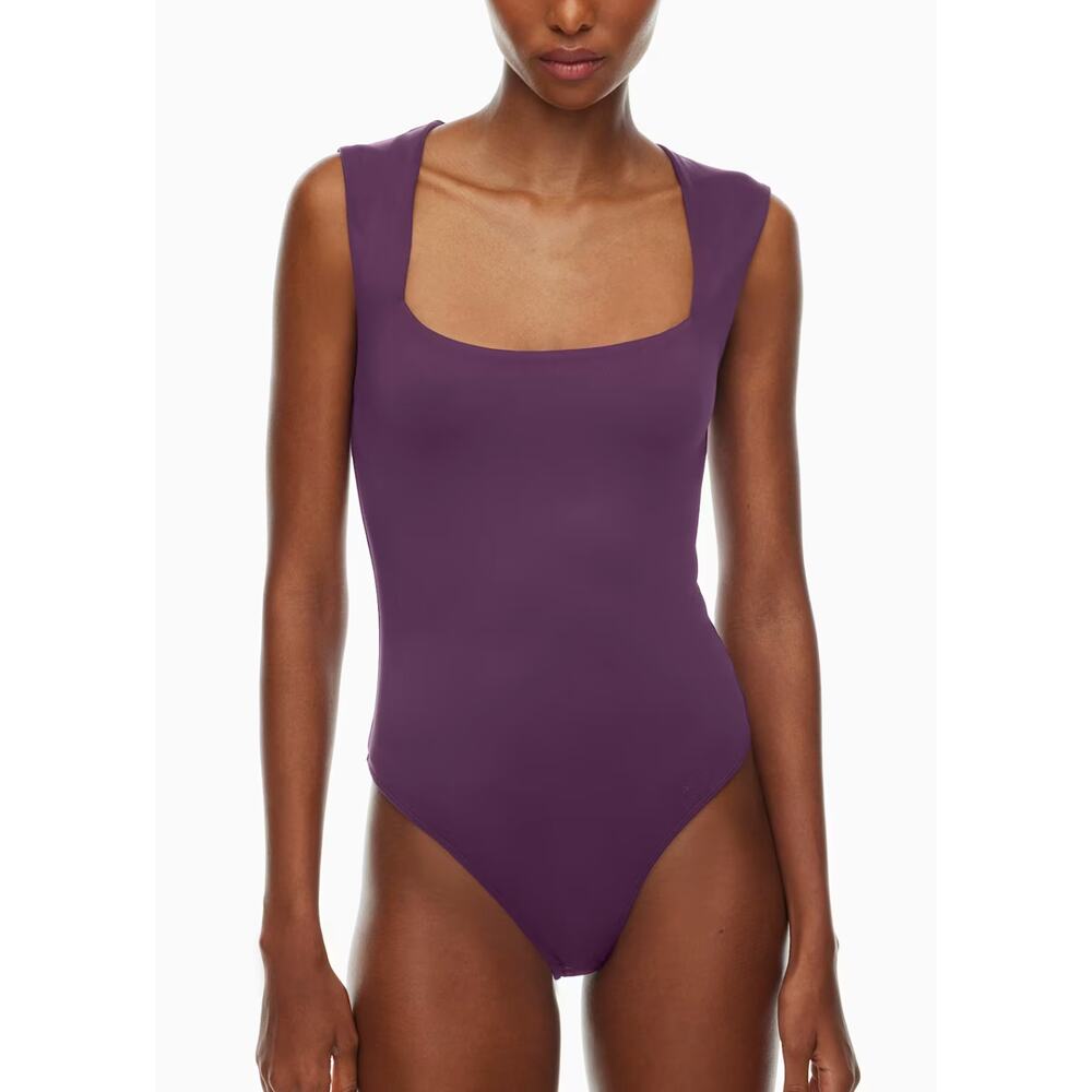 NEW Aritzia Contour Esteem Square Neck Bodysuit Top Purple Medium